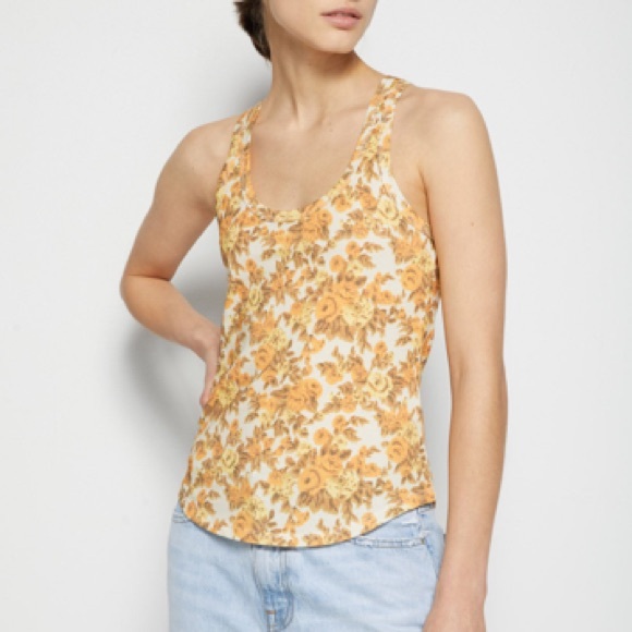 Jonathan Simkhai Tops - Jonathan Simkhai Standard Mary 70s Yellow Floral Print Tank Top